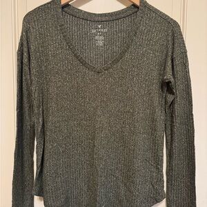 American Eagle Soft & Sexy Ribbed Top Green Women’s Small